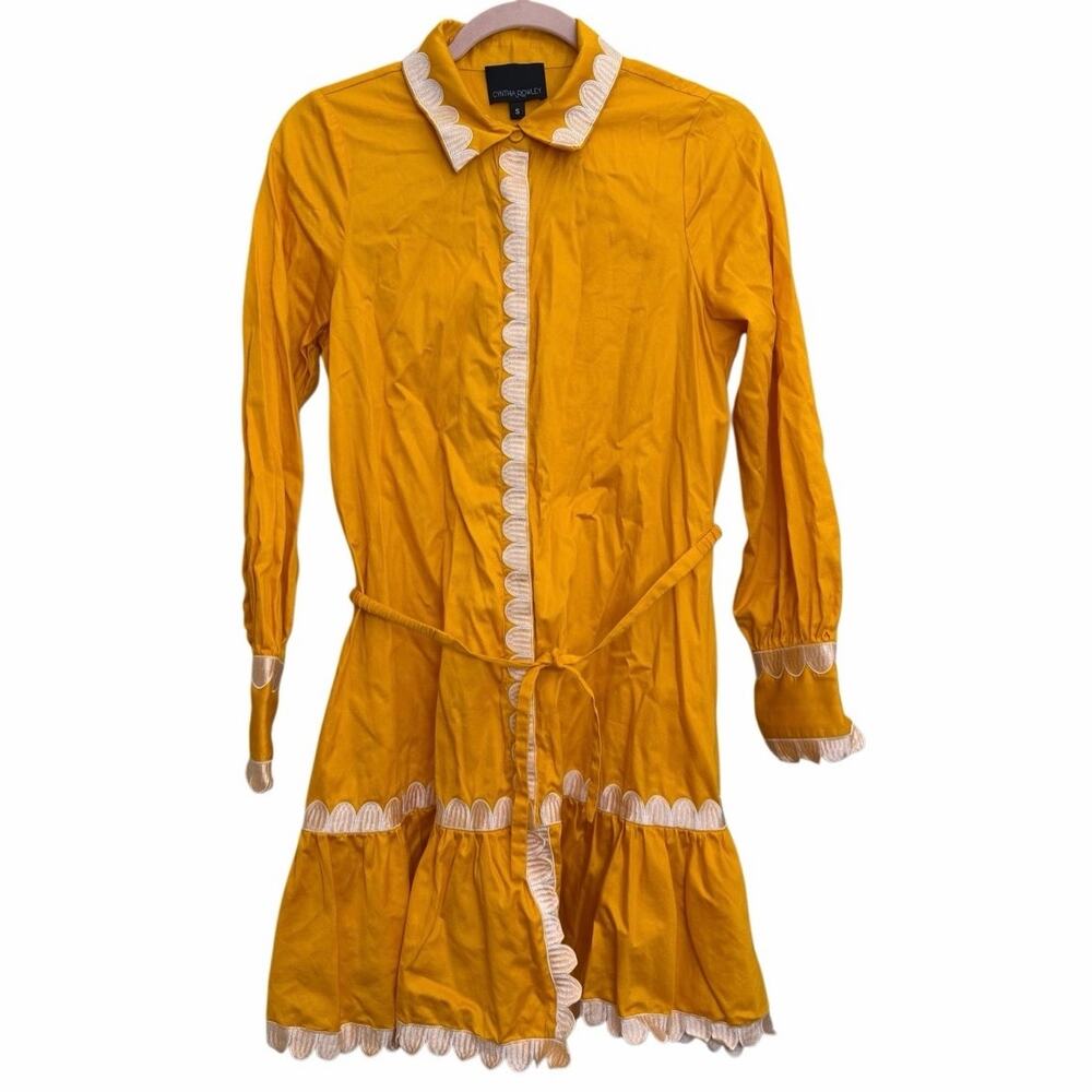 Cynthia Rowley Cecily Scallop Embroidery Shirt Mini Dress Size Small Summer - Picture 2 of 11
